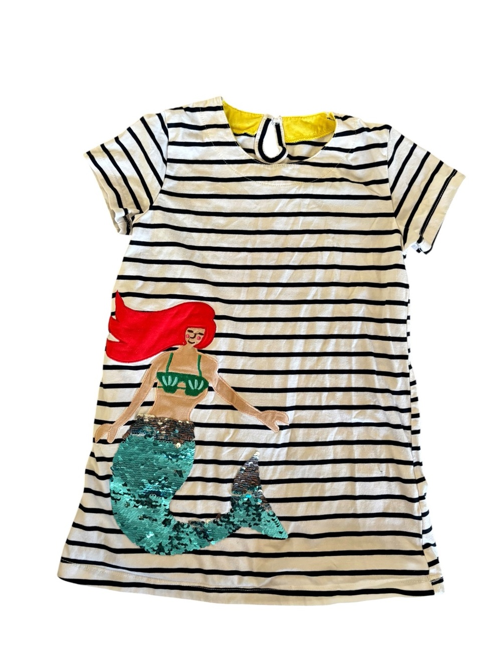 Mermaid Core XS (4-5T) B&W Striped Hannah Anderson / Mini Boden Style Dress